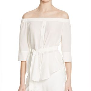 Whistles silk flavia off the shoulder blouse US. 2